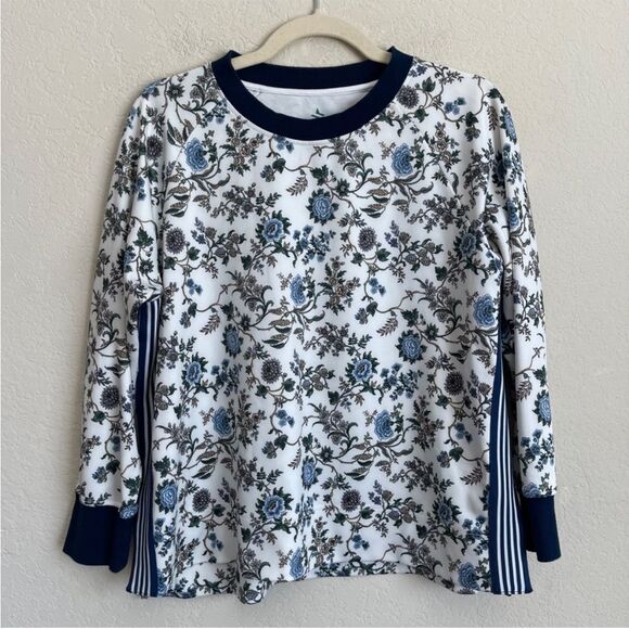 TNUCK SPORT White Wildflower Maggie Pullover Floral Striped Crewneck xl - Picture 8 of 12